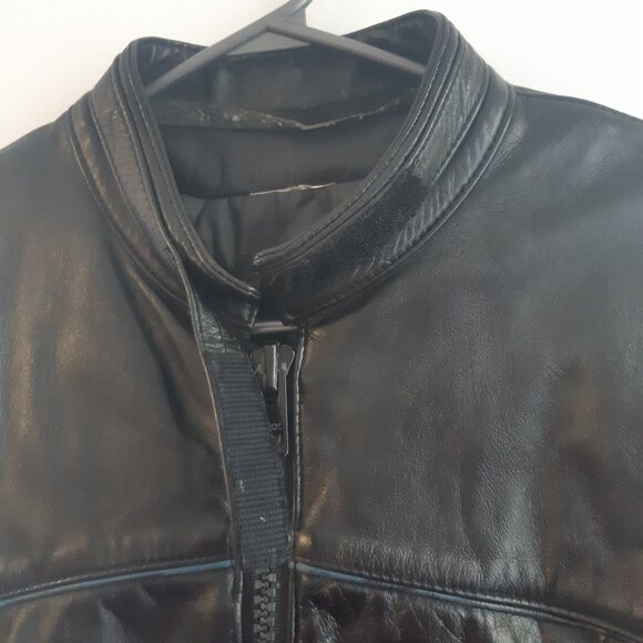 Men's Black Leather Coat - Valois Acton Vale QC - Rare Vintage - Picture 2 of 12